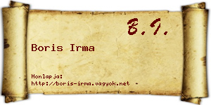 Boris Irma névjegykártya